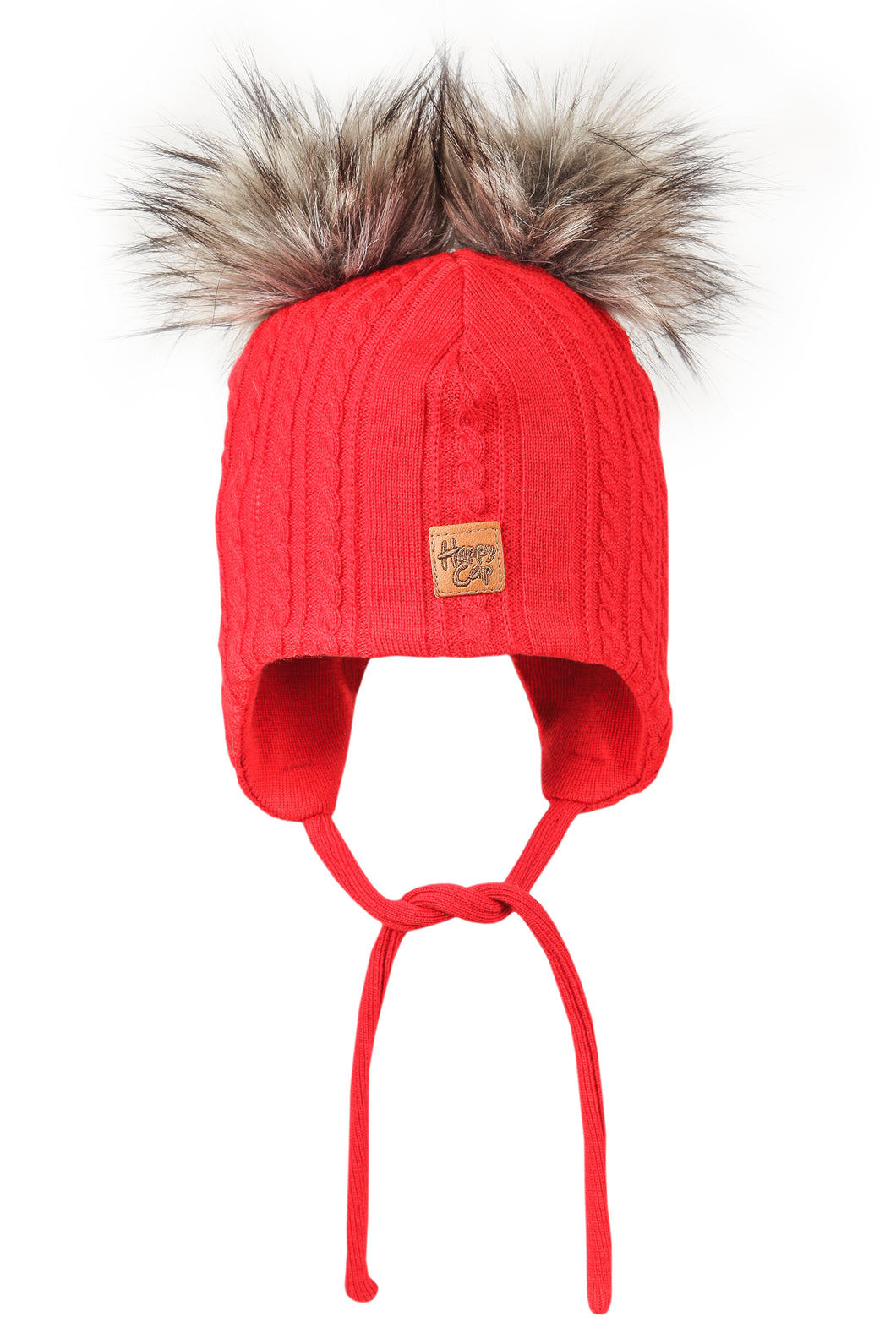 Palmikko Merinovilla Kid Beanie Furry, Punainen HAPPY CAP