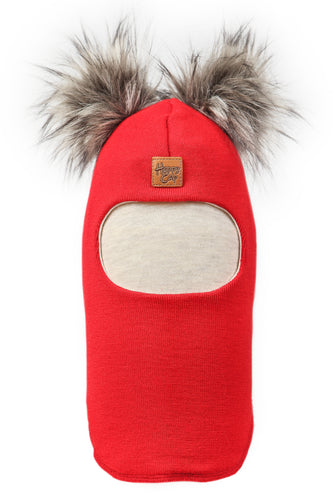 Merinovilla Kypärämyssy Tupla Furry, Punainen HAPPY CAP