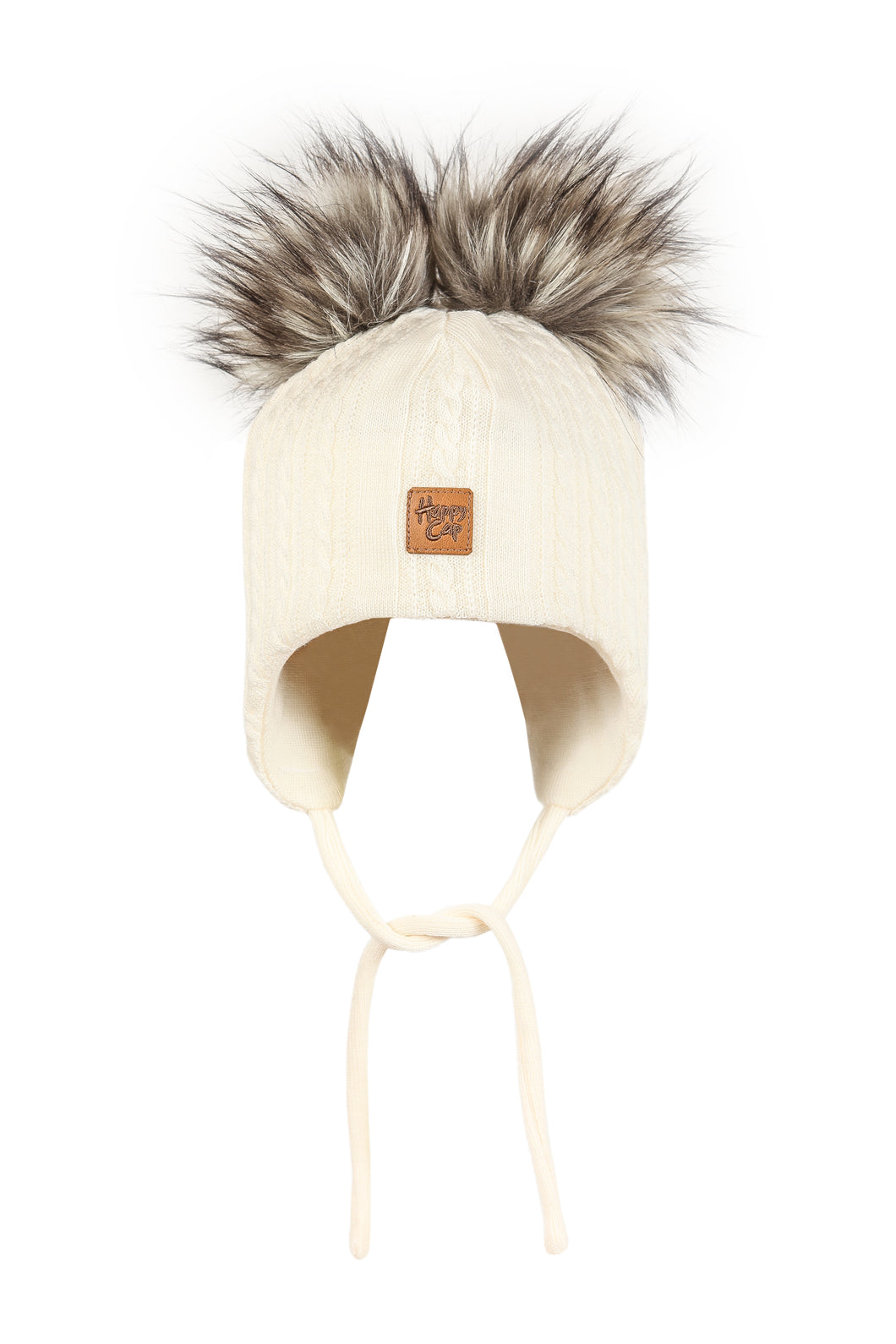 Palmikko Merinovilla Kid Beanie Furry, Valkoinen HAPPY CAP
