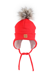 Merinovilla Double Beanie Furry, Punainen HAPPY CAP